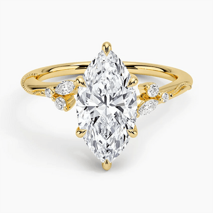 Marquise Moissanite Engagement Ring with Botanical Vine Band - Novelle Vow