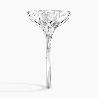Marquise Moissanite Engagement Ring with Botanical Vine Band - Novelle Vow