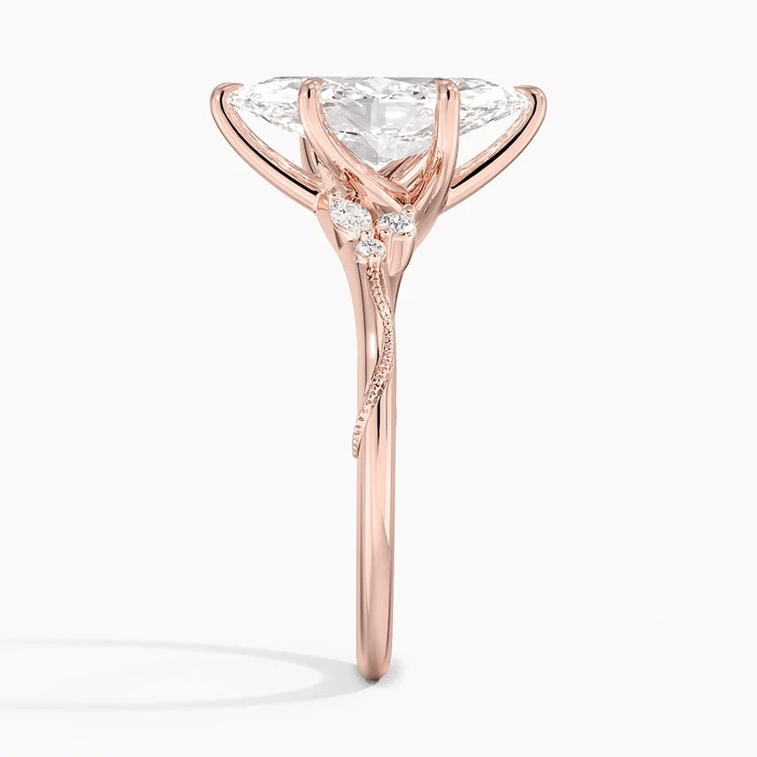 Marquise Moissanite Engagement Ring with Botanical Vine Band - Novelle Vow