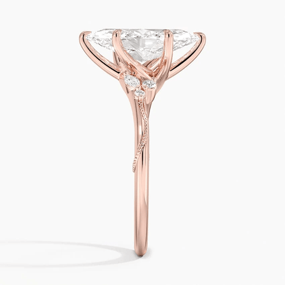 Marquise Moissanite Engagement Ring with Botanical Vine Band - Novelle Vow