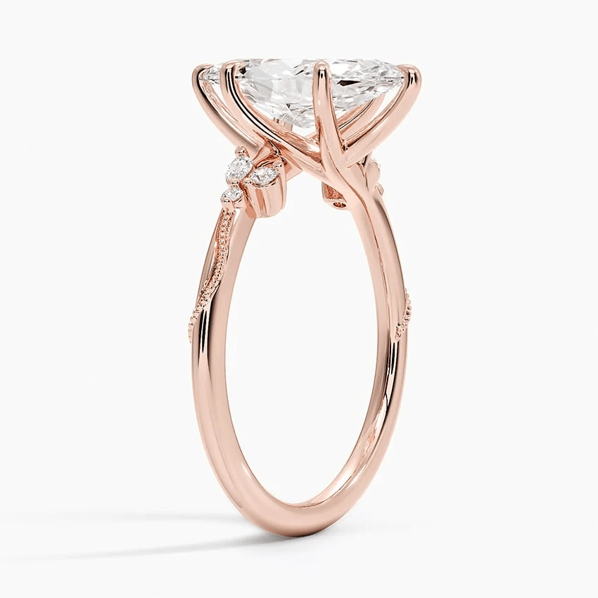 Marquise Moissanite Engagement Ring with Botanical Vine Band - Novelle Vow
