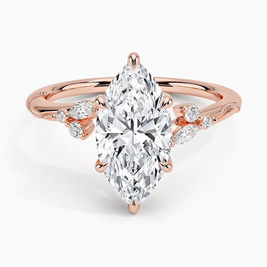 Marquise Moissanite Engagement Ring with Botanical Vine Band - Novelle Vow