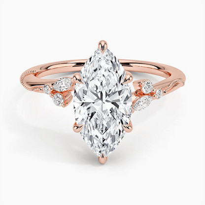 Marquise Moissanite Engagement Ring with Botanical Vine Band - Novelle Vow