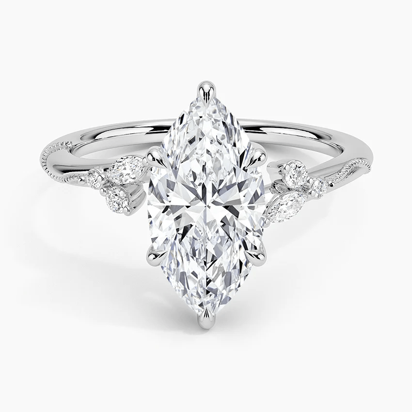 Marquise Moissanite Engagement Ring with Botanical Vine Band - Novelle Vow