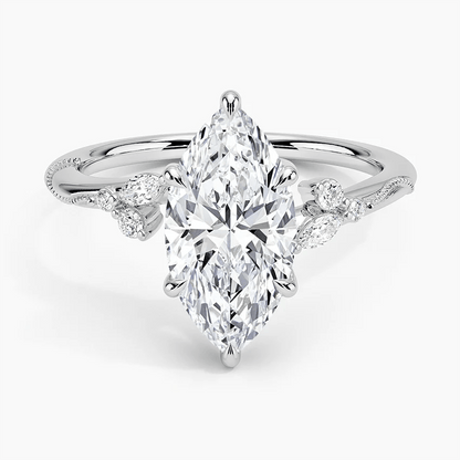 Marquise Moissanite Engagement Ring with Botanical Vine Band - Novelle Vow