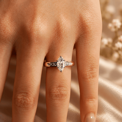 Marquise Moissanite Engagement Ring with Channel-Set Band - Novelle Vow