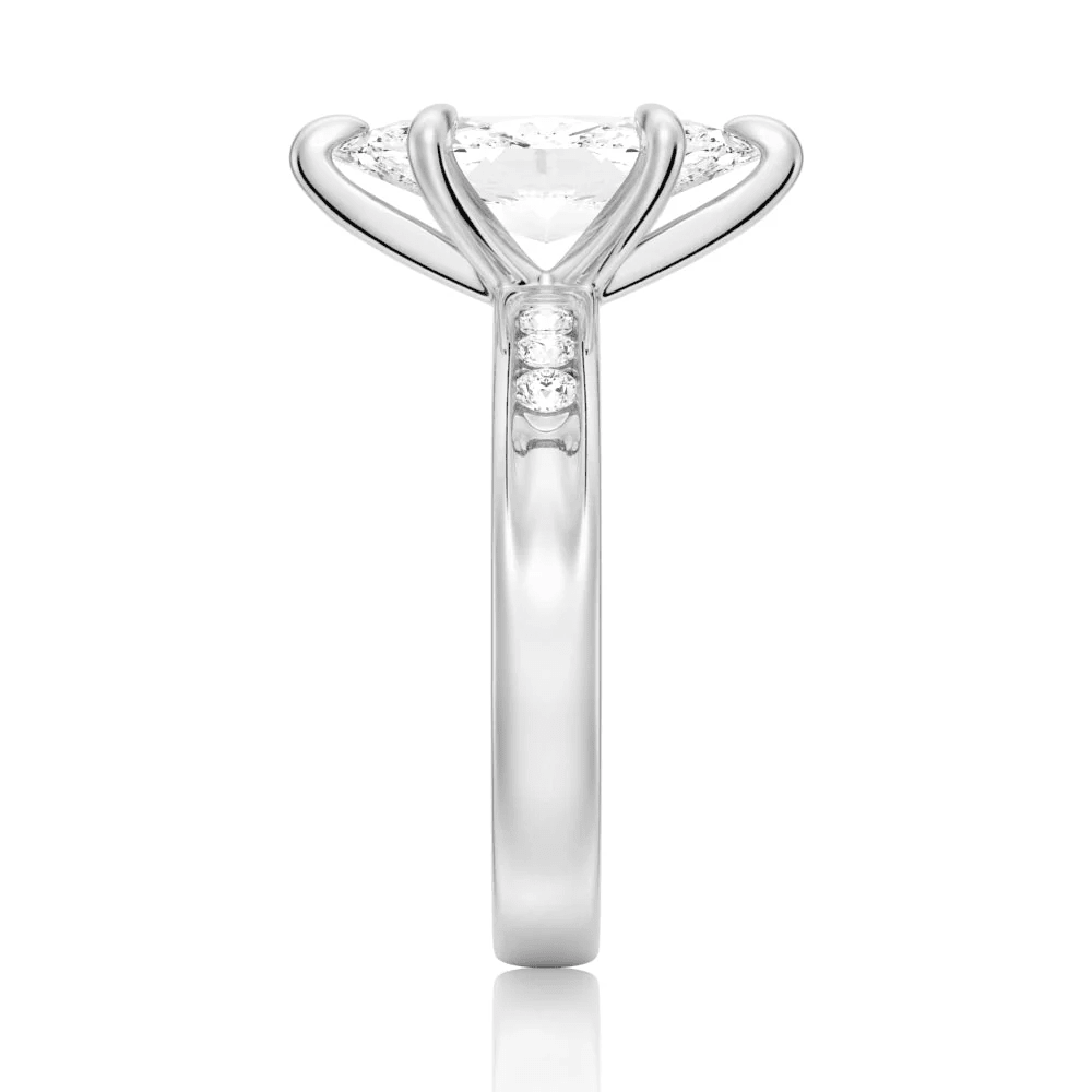 Marquise Moissanite Engagement Ring with Channel-Set Band - Novelle Vow