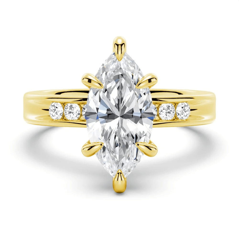 Marquise Moissanite Engagement Ring with Channel-Set Band - Novelle Vow