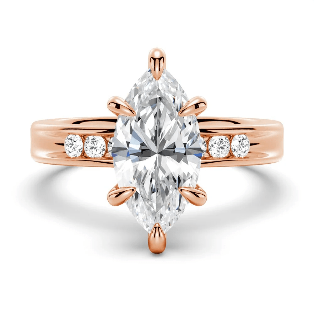 Marquise Moissanite Engagement Ring with Channel-Set Band - Novelle Vow