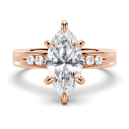 Marquise Moissanite Engagement Ring with Channel-Set Band - Novelle Vow
