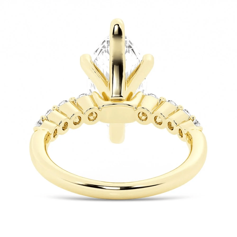 Marquise Moissanite Engagement Ring with Round Side Stones - Novelle Vow