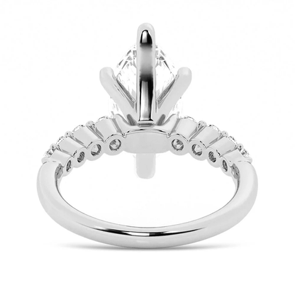 Marquise Moissanite Engagement Ring with Round Side Stones - Novelle Vow