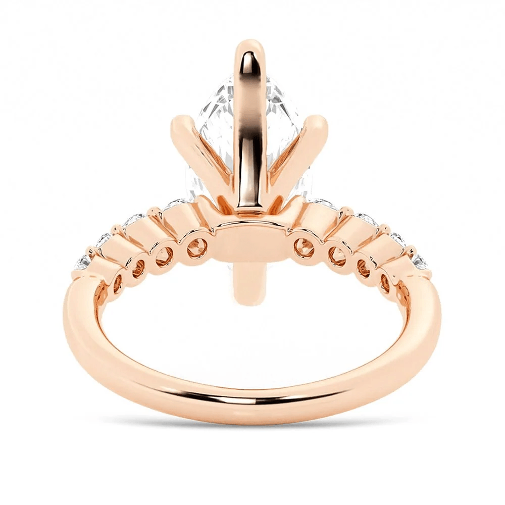 Marquise Moissanite Engagement Ring with Round Side Stones - Novelle Vow