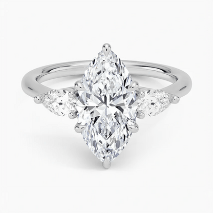 Marquise Moissanite Three Stone Engagement Ring – Past, Present & Future - Novelle Vow