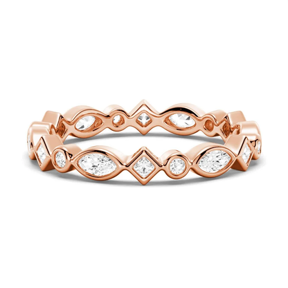 multi-shape-bezel-moissanite-eternity-band-rose-gold-color-front