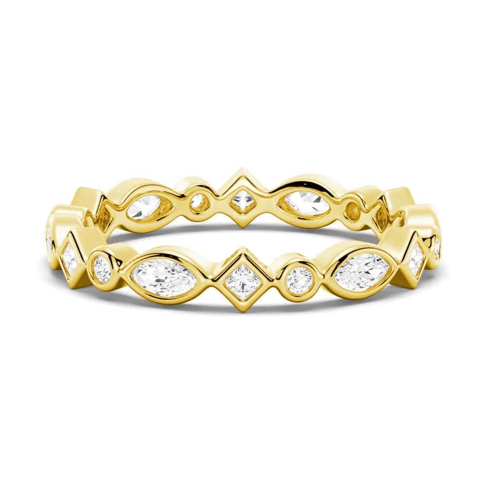 multi-shape-bezel-moissanite-eternity-band-yellow-gold-color-front