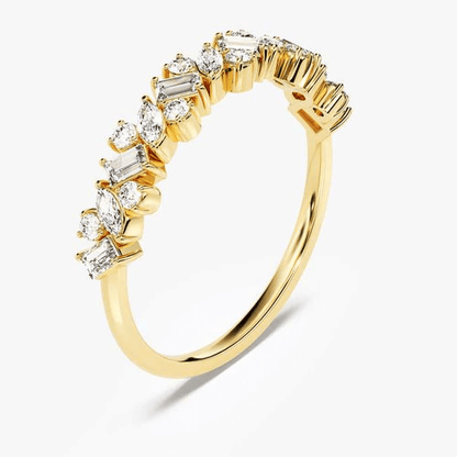 Multi-Shape Moissanite Contour Wedding Band - Novelle Vow