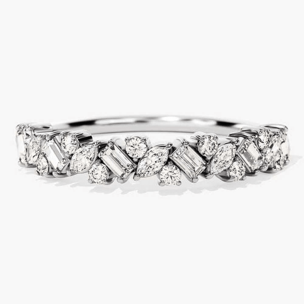 Multi-Shape Moissanite Contour Wedding Band - Novelle Vow