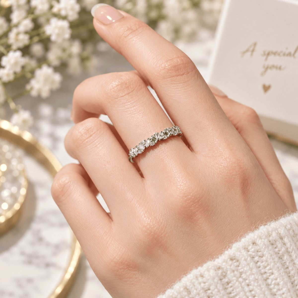 Multi-Shape Moissanite Contour Wedding Band - Novelle Vow