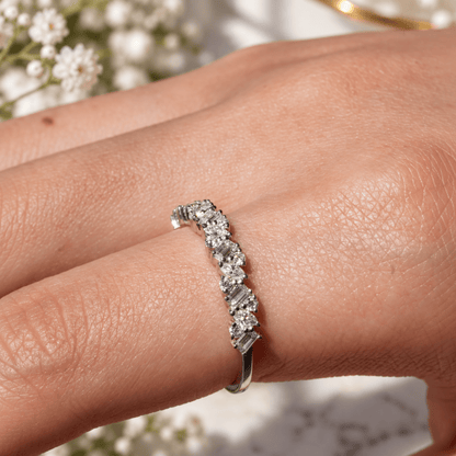 Multi-Shape Moissanite Contour Wedding Band - Novelle Vow