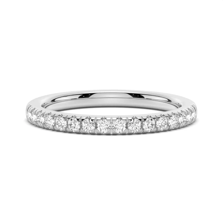 Princess-Cut Moissanite Engagement Ring and Pavé Wedding Band Set