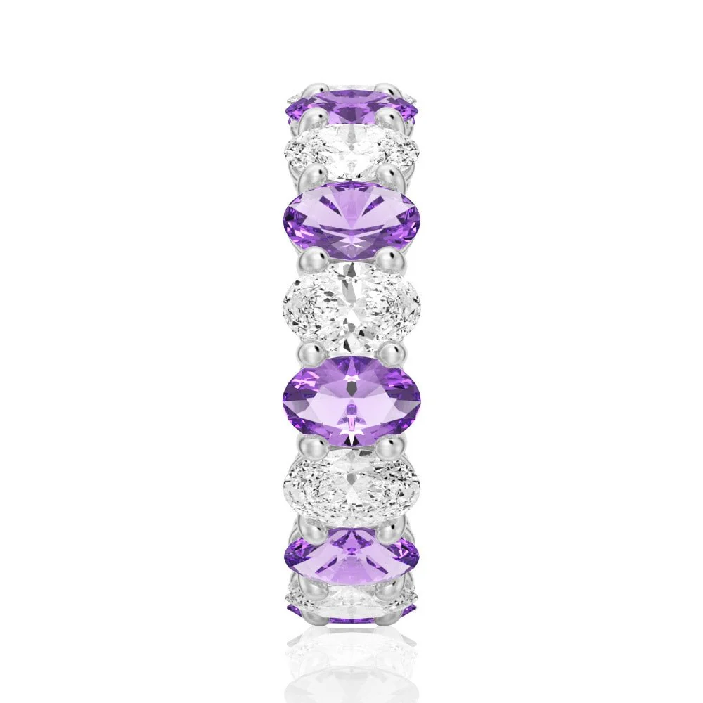 Oval-Cut Gemstone & White Sapphire Band