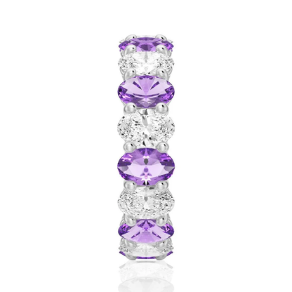 Oval-Cut Gemstone & White Sapphire Band