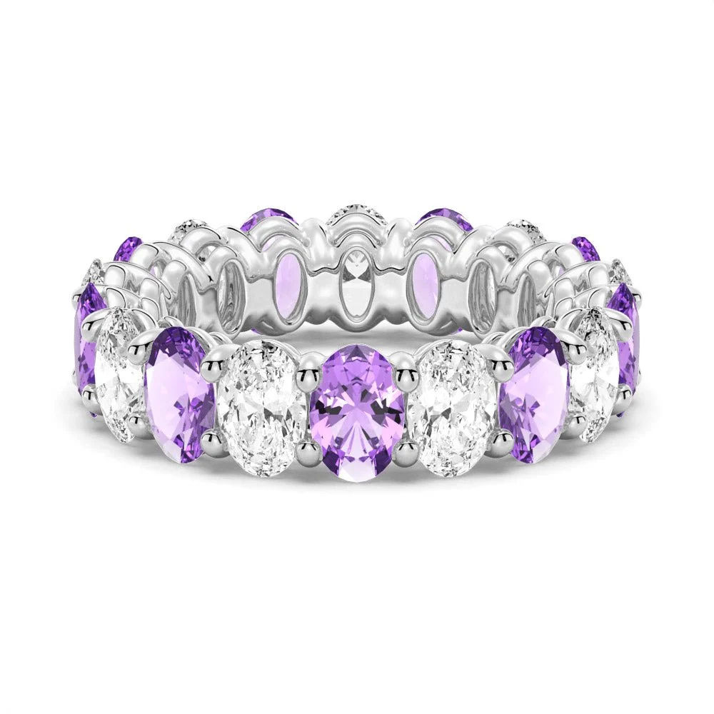 Oval-Cut Gemstone & White Sapphire Band