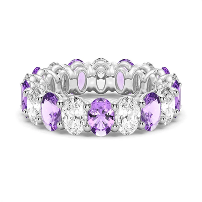 Oval-Cut Gemstone & White Sapphire Band