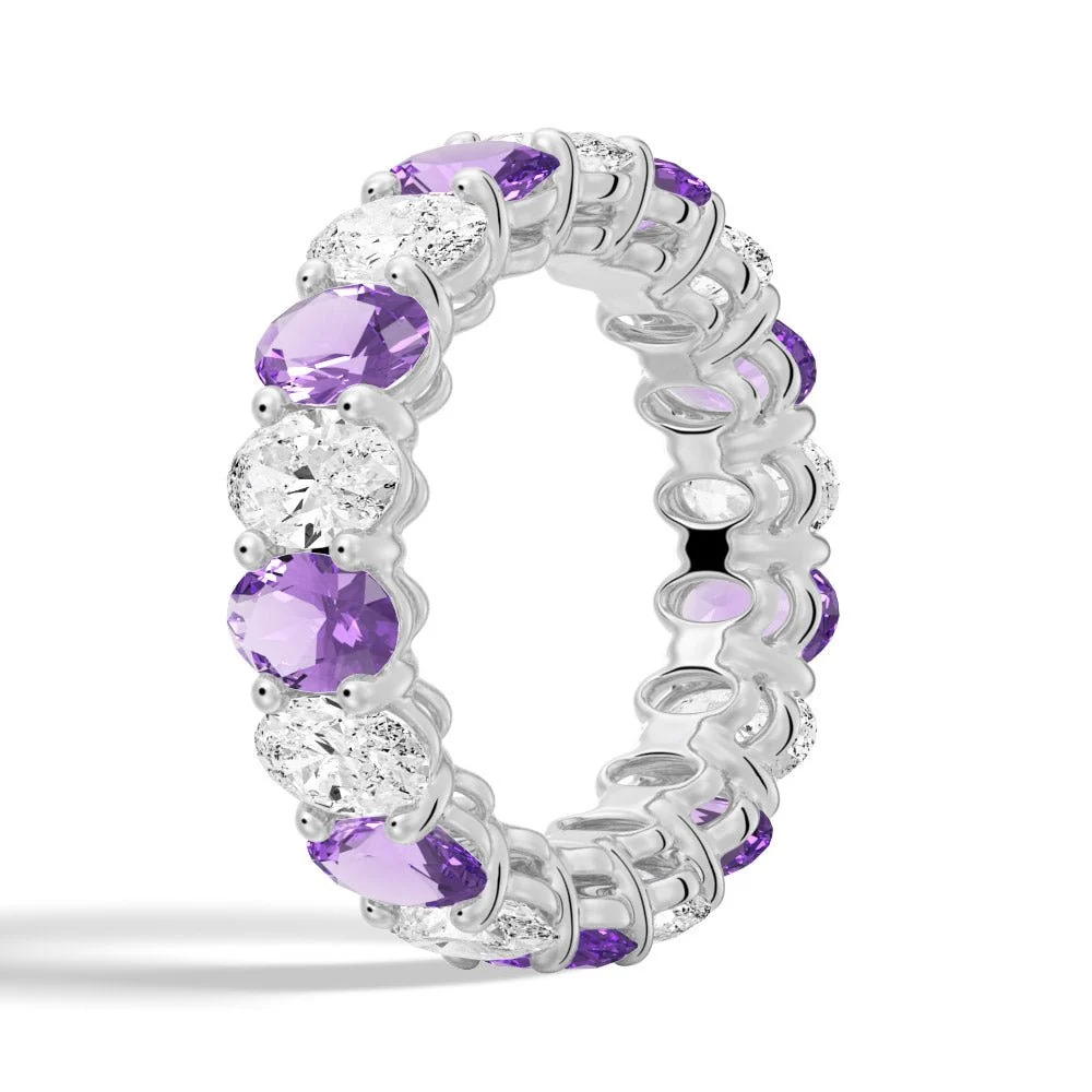 Oval-Cut Gemstone & White Sapphire Band