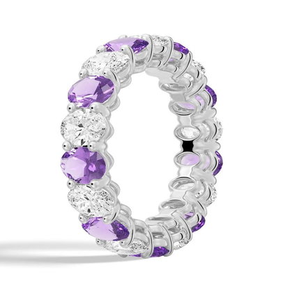 Oval-Cut Gemstone & White Sapphire Band