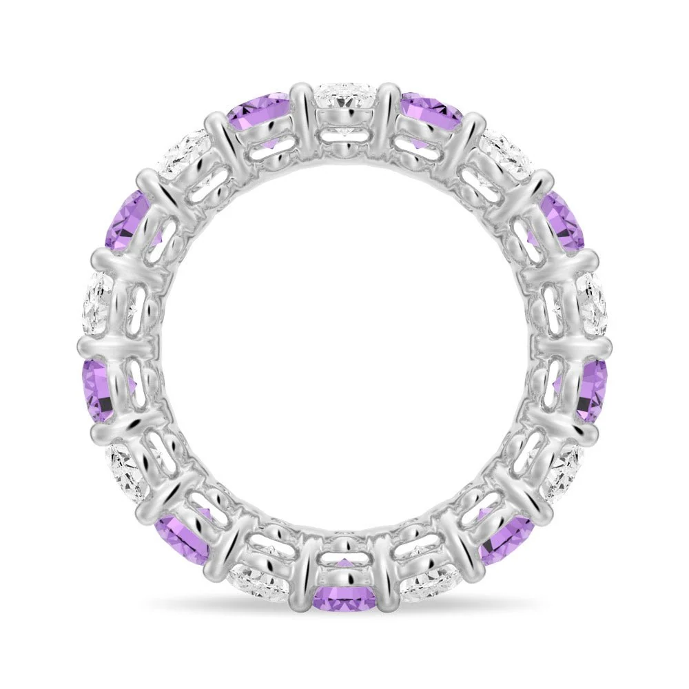 Oval-Cut Gemstone & White Sapphire Band