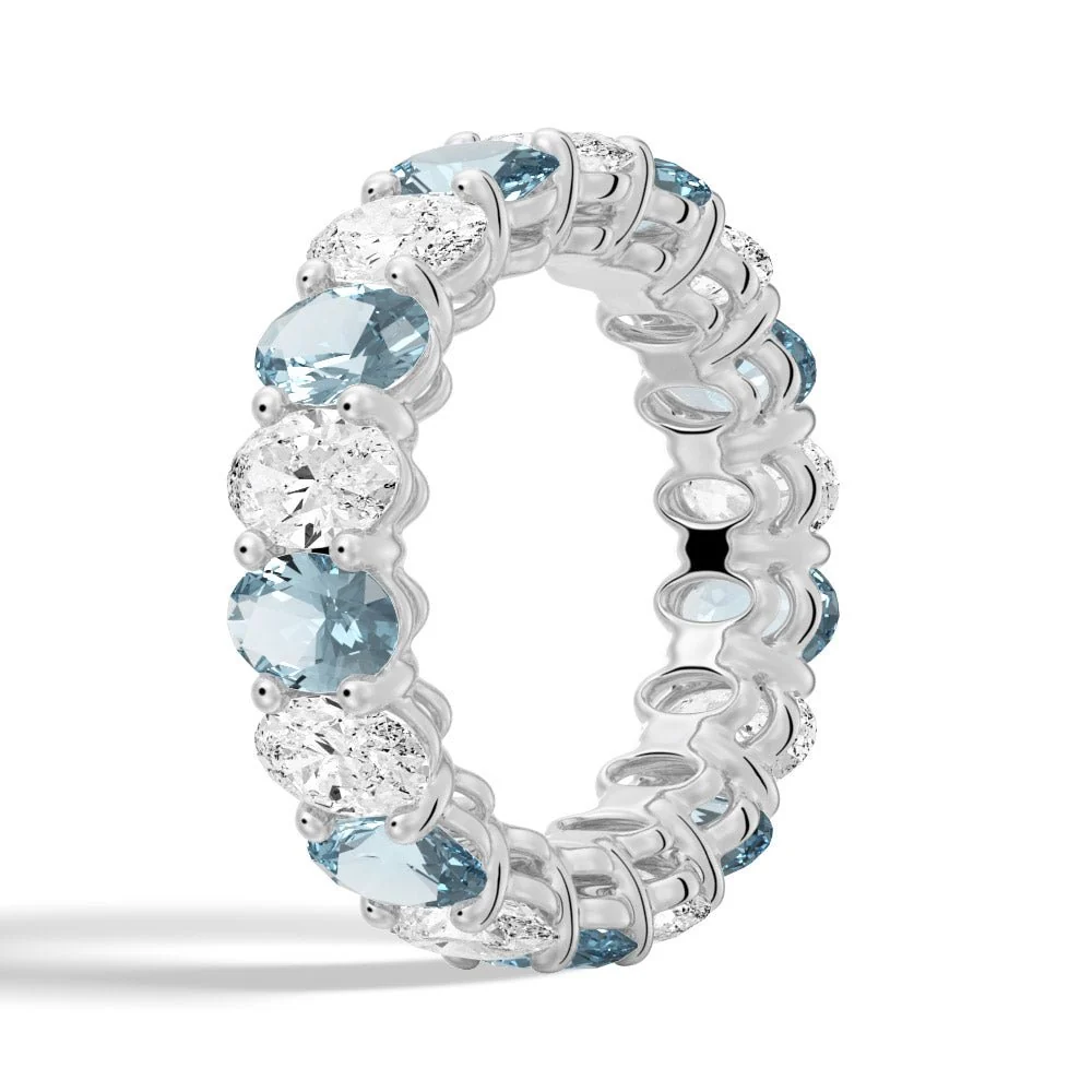 Oval-Cut Gemstone & White Sapphire Band