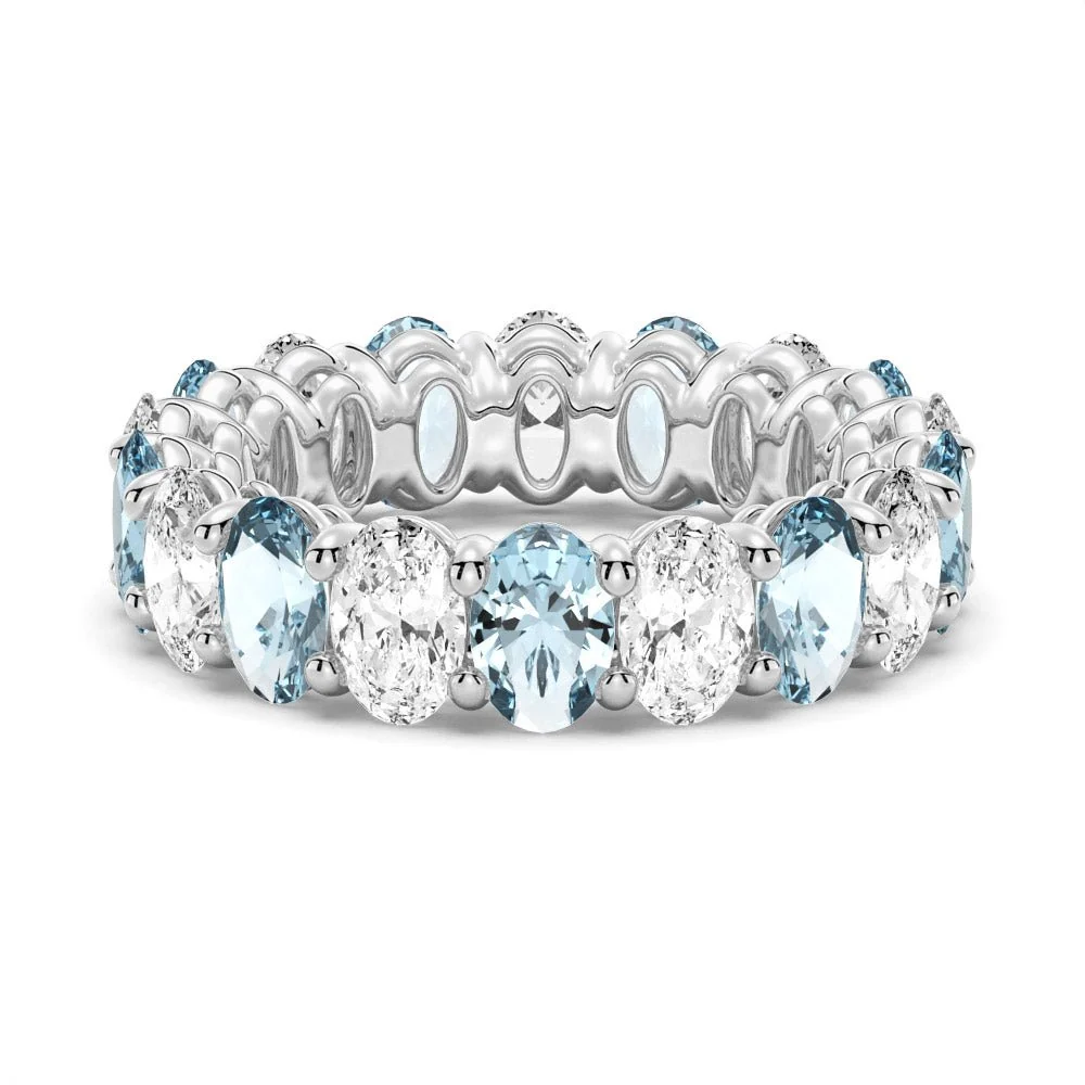 Oval-Cut Gemstone & White Sapphire Band