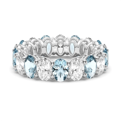Oval-Cut Gemstone & White Sapphire Band