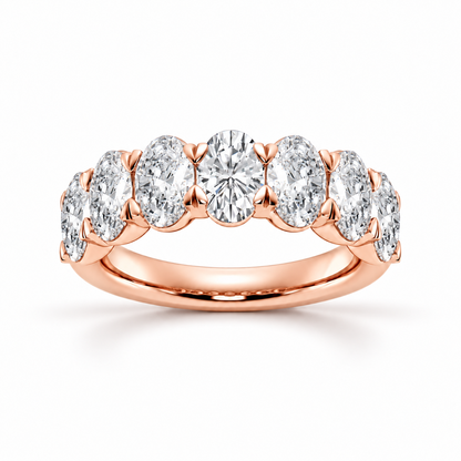 oval-cut-moissanite-seven-stone-ring-rose-gold-front