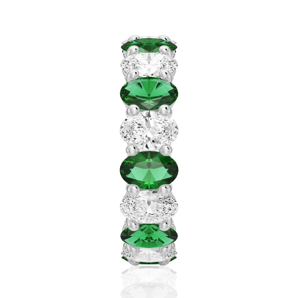 Oval-Cut Gemstone & White Sapphire Band