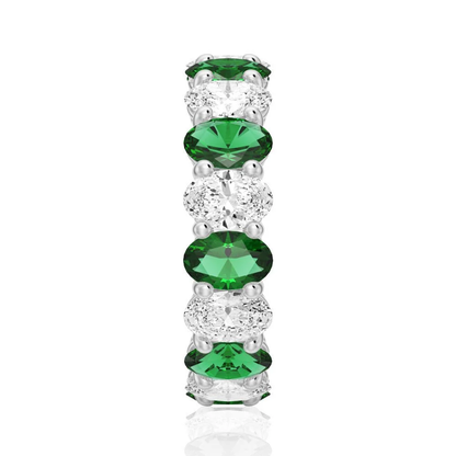 Oval-Cut Gemstone & White Sapphire Band