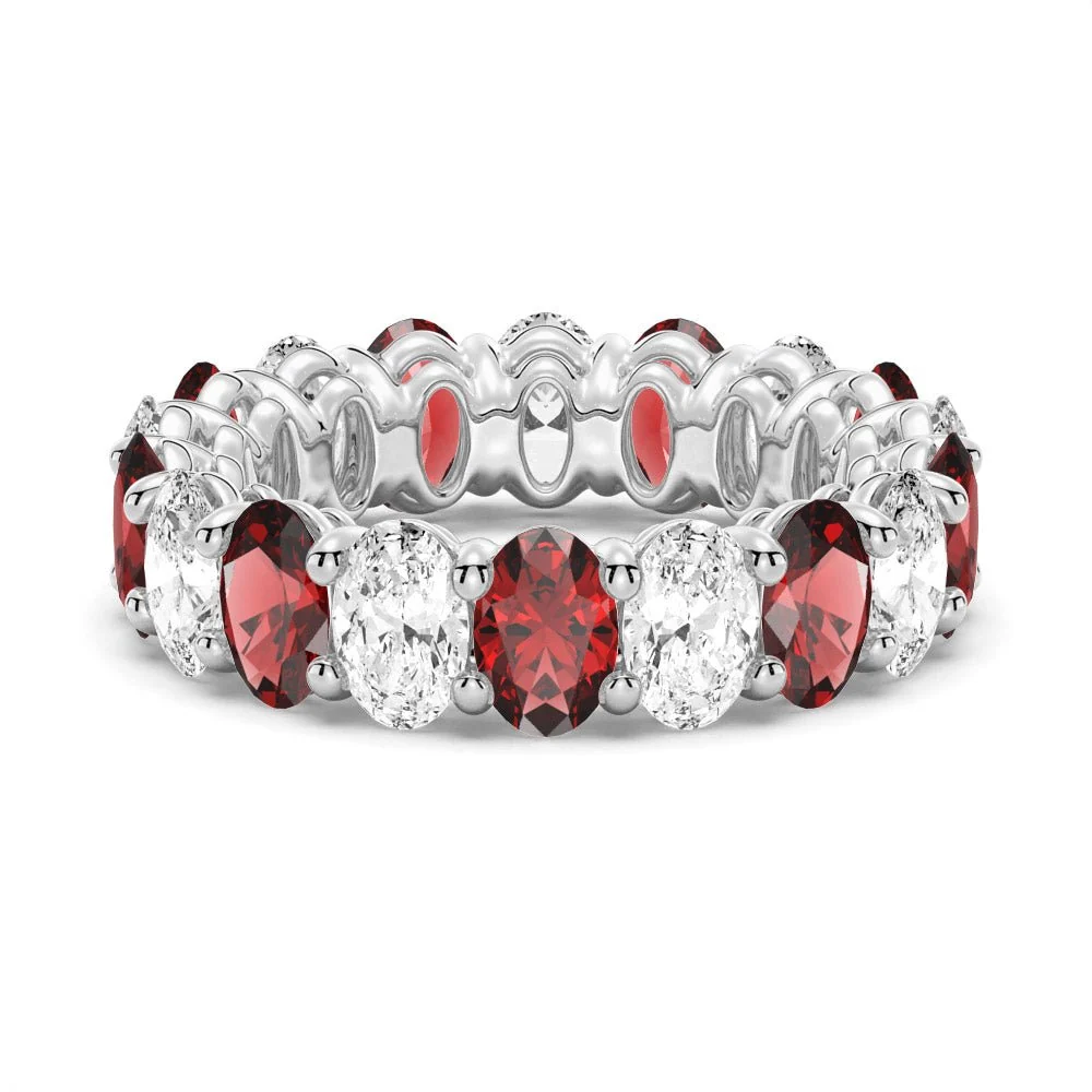 Oval-Cut Gemstone & White Sapphire Band