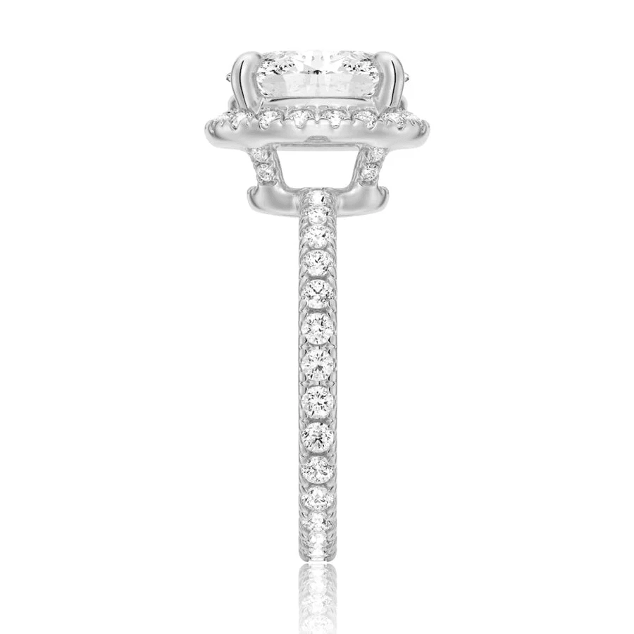 Oval Halo Moissanite Engagement Ring with Pavé Band - Novelle Vow