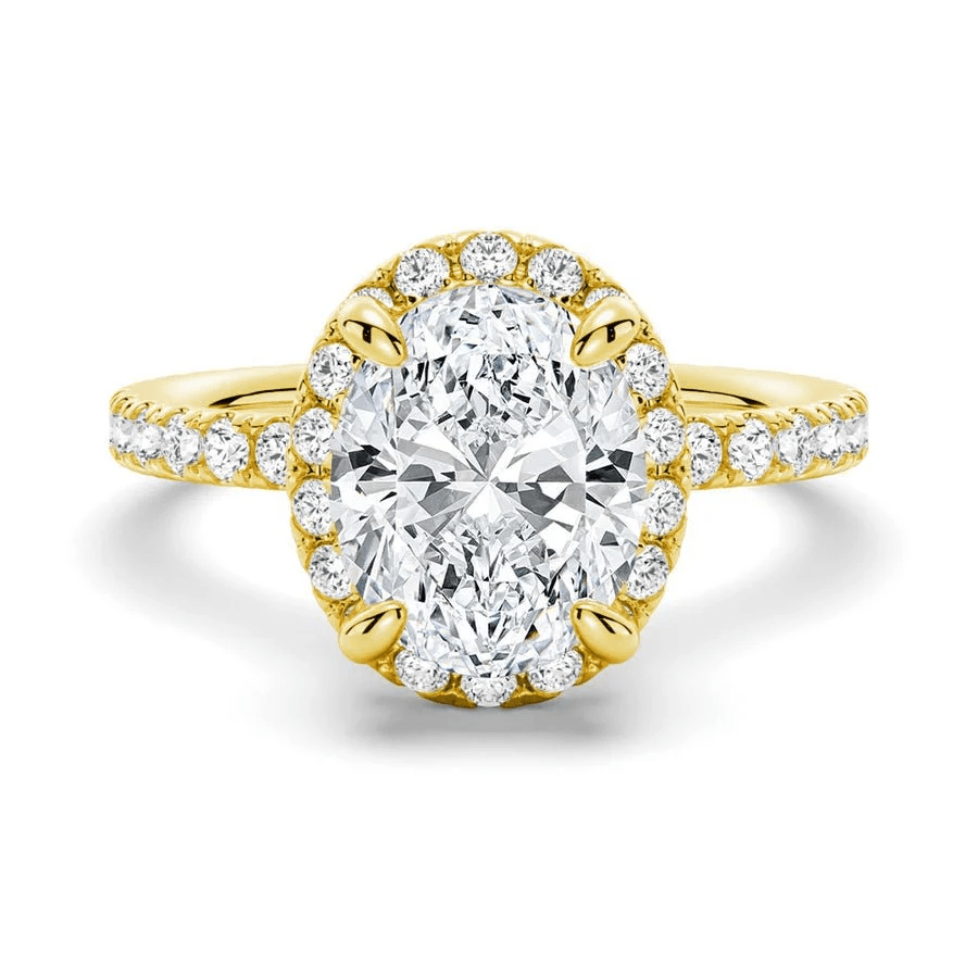 Oval Halo Moissanite Engagement Ring with Pavé Band - Novelle Vow