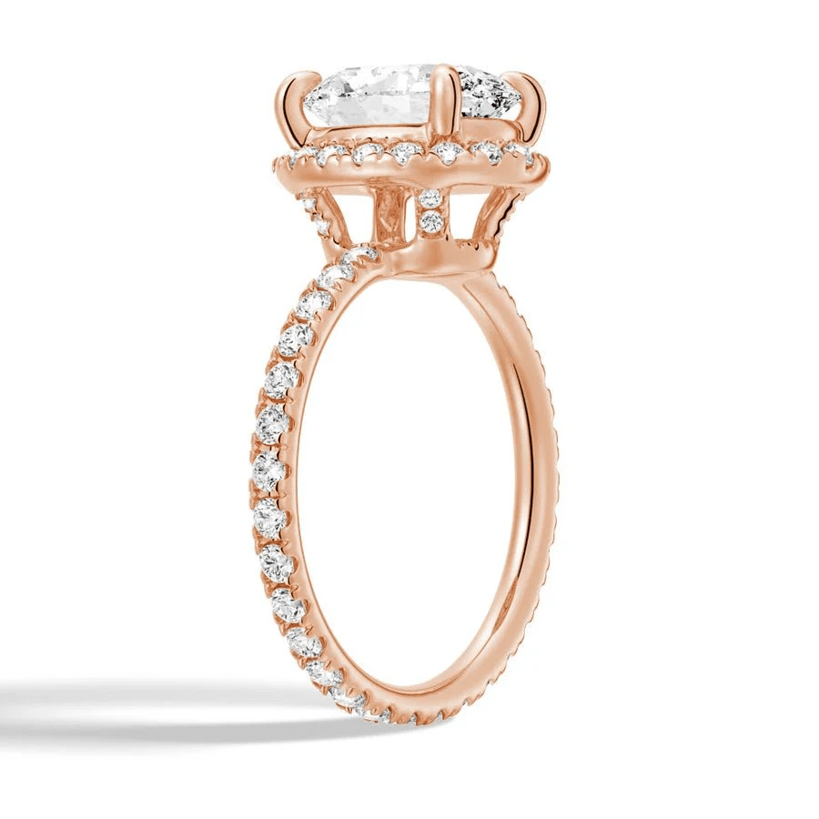 Oval Halo Moissanite Engagement Ring with Pavé Band - Novelle Vow