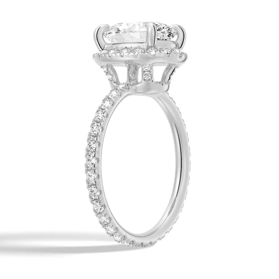 Oval Halo Moissanite Engagement Ring with Pavé Band - Novelle Vow