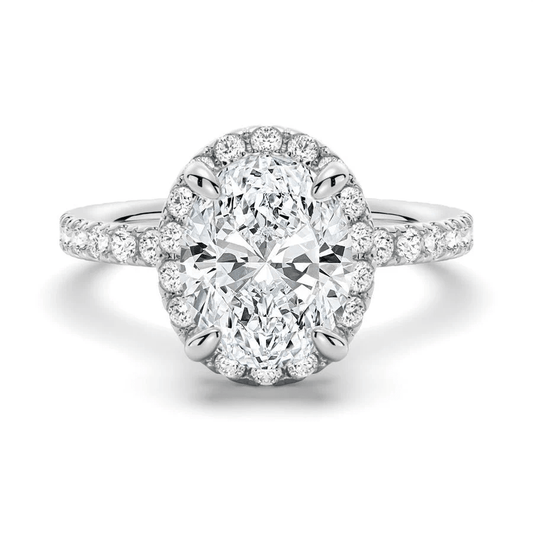 Oval Halo Moissanite Engagement Ring with Pavé Band - Novelle Vow