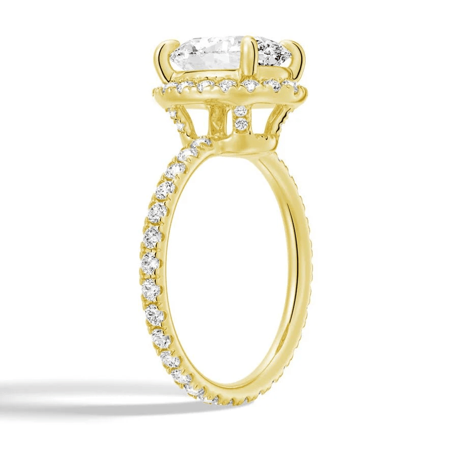 Oval Halo Moissanite Engagement Ring with Pavé Band - Novelle Vow