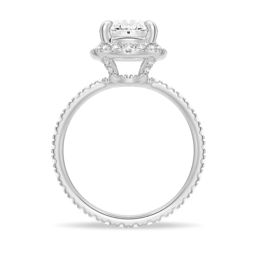 Oval Halo Moissanite Engagement Ring with Pavé Band - Novelle Vow