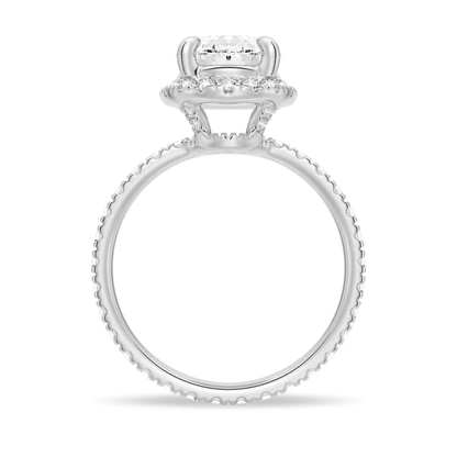 Oval Halo Moissanite Engagement Ring with Pavé Band - Novelle Vow