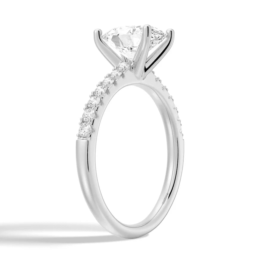 Oval Moissanite Engagement Ring with Micropavé Band - Novelle Vow