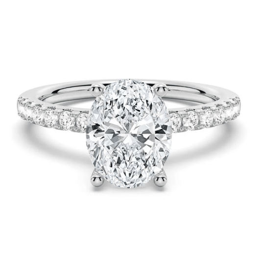 Oval Moissanite Engagement Ring with Micropavé Band - Novelle Vow