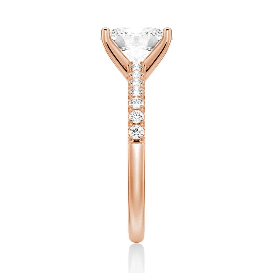 Oval Moissanite Engagement Ring with Micropavé Band - Novelle Vow